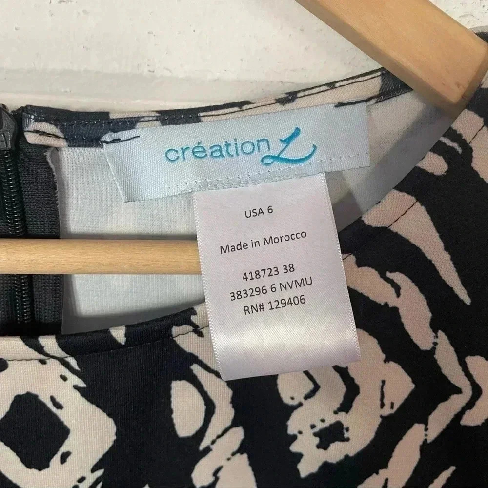 Creation L 3/4 Sleeve Midi Graphic Dress Size 6 - Picture 4 of 8